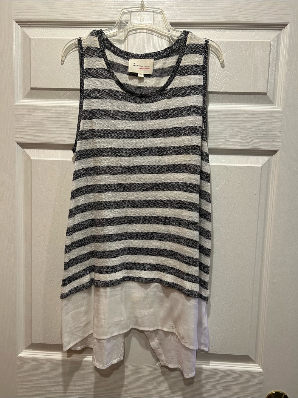 Vince Camuto Layered Tank Top - Gray & White